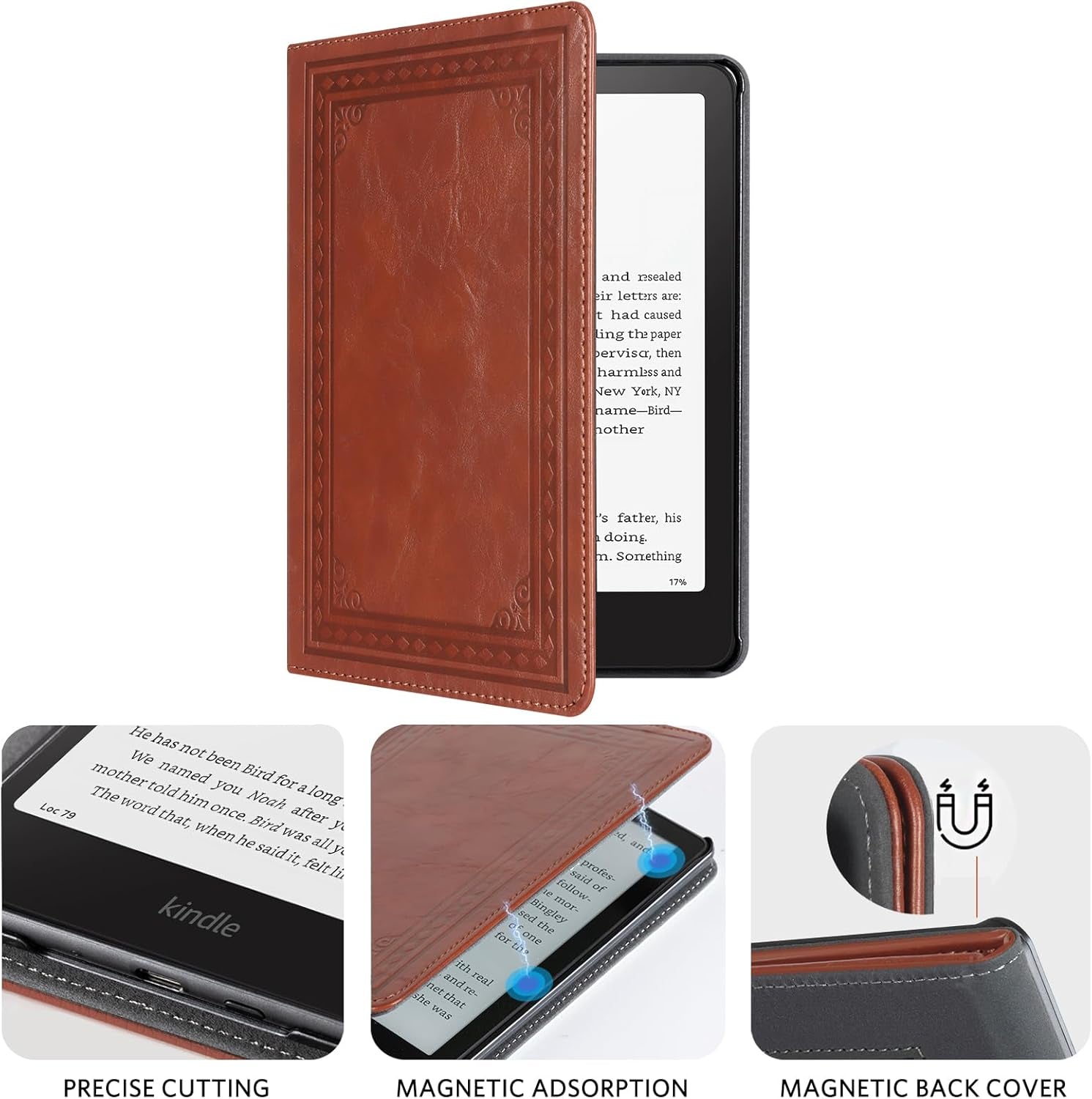 Case with Stand for Kindle Paperwhite 12Th Gen 2024 Released (7") & Kindle Colorsoft Signature Edition - Durable PU Leather Cover with Auto Sleep Wake, Card Slot, Hand Strap Feature, Vintage