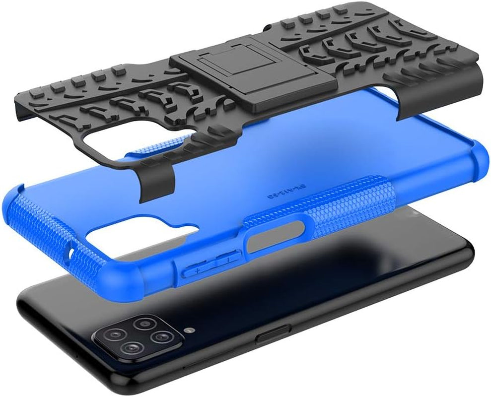 For Samsung A12 Case,Galaxy A12 Case,With HD Screen Protector,[Shockproof] Tough Rugged Dual Layer Protective Case Hybrid Kickstand Cover for Samsung Galaxy A12 (Blue)