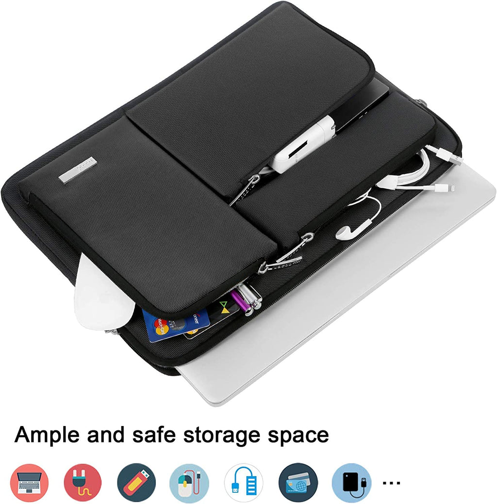 360° Protective Laptop Sleeve Case for 14 Inch HP Chromebook 14 / X360 14A / HP Stream 14, Acer Swift / Chromebook 314, 14" Ideapad Chromebook S330 ASUS Dell Portable Laptop Computer Bag, Black