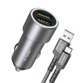 Car Charger, Car USB Charger 36W Fast Charging,  Metal Dual QC 3.0 Car Adapter with USB-C Cable[3.3Ft] Compatible with Samsung Galaxy S10/S9/S8 Plus, Note 9/8, Iphone 7/8/X/Xr-Grey