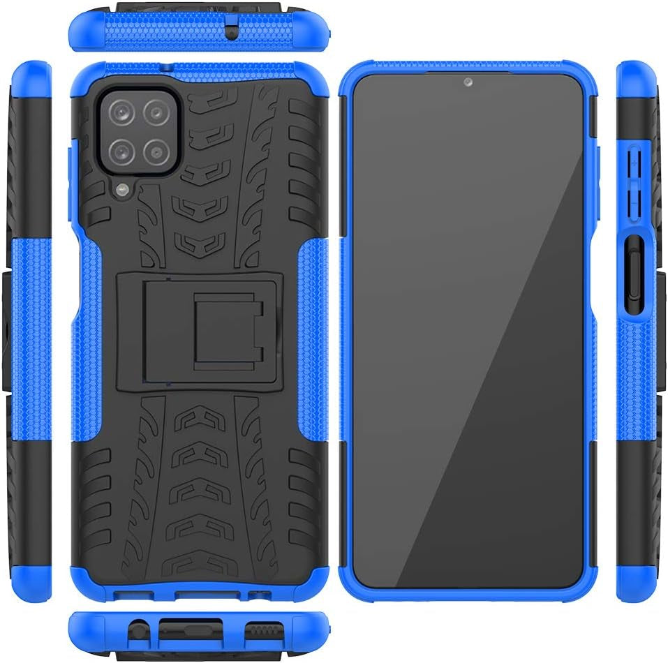 For Samsung A12 Case,Galaxy A12 Case,With HD Screen Protector,[Shockproof] Tough Rugged Dual Layer Protective Case Hybrid Kickstand Cover for Samsung Galaxy A12 (Blue)