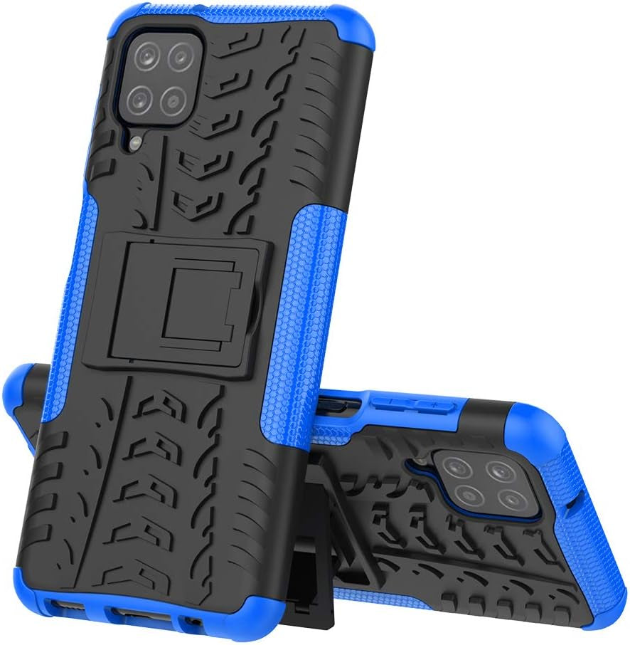 For Samsung A12 Case,Galaxy A12 Case,With HD Screen Protector,[Shockproof] Tough Rugged Dual Layer Protective Case Hybrid Kickstand Cover for Samsung Galaxy A12 (Blue)