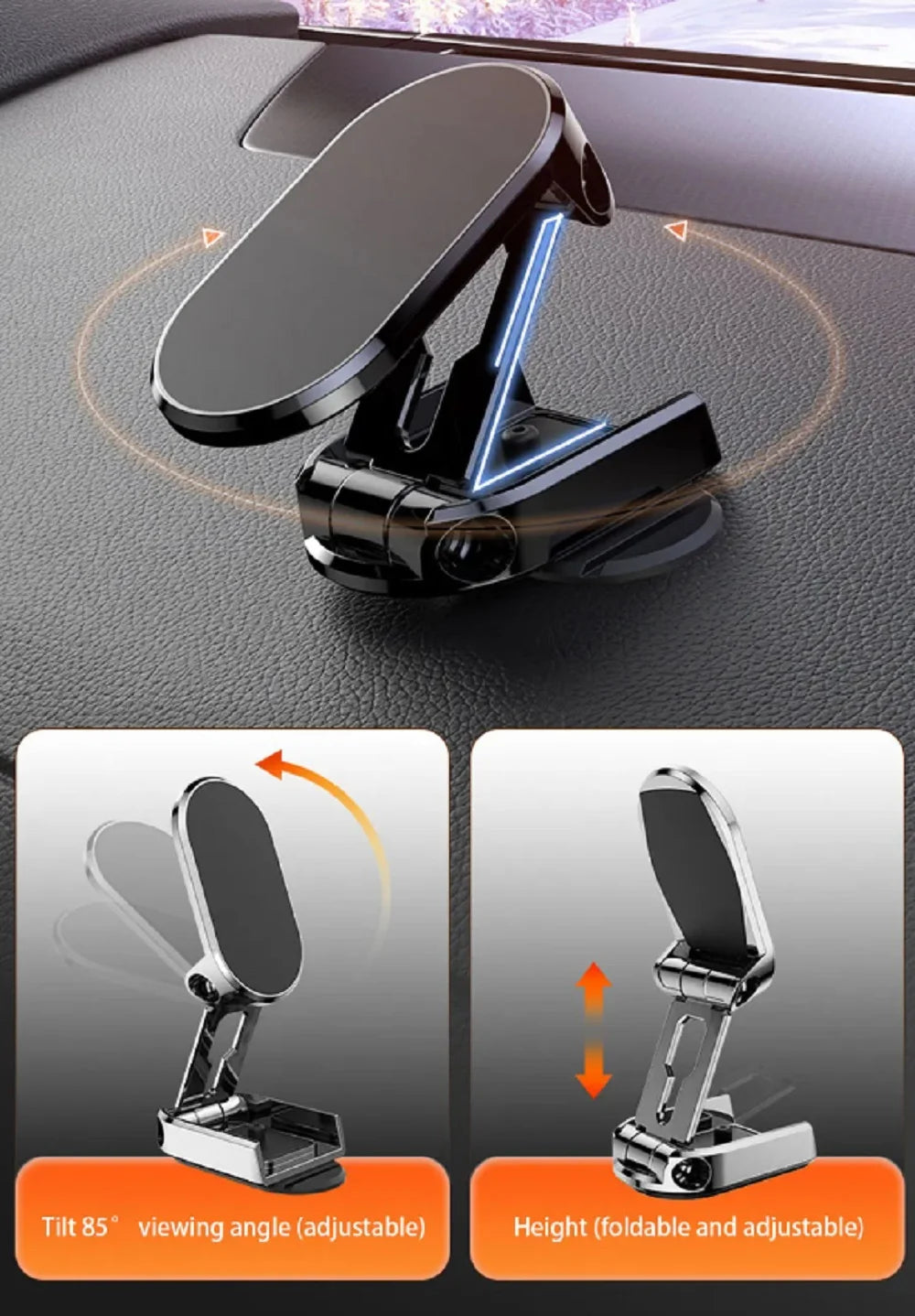 360 Magnetic Car One Touch Cell Phone Dash Mount Stand Phone Holder - Phone Holder for Car/Home/Office - Compatible Any Phones
