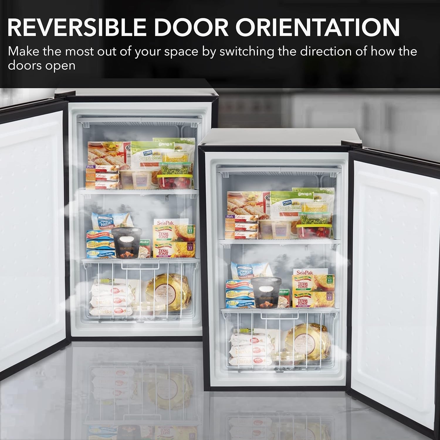 Upright Freezer with Lock, 3 Cu. Ft. Small Freezer Mini Freezer for Bedrooms, Dorms, Garages, Offices CUF-301SS, Stainless Steel, Energy Star