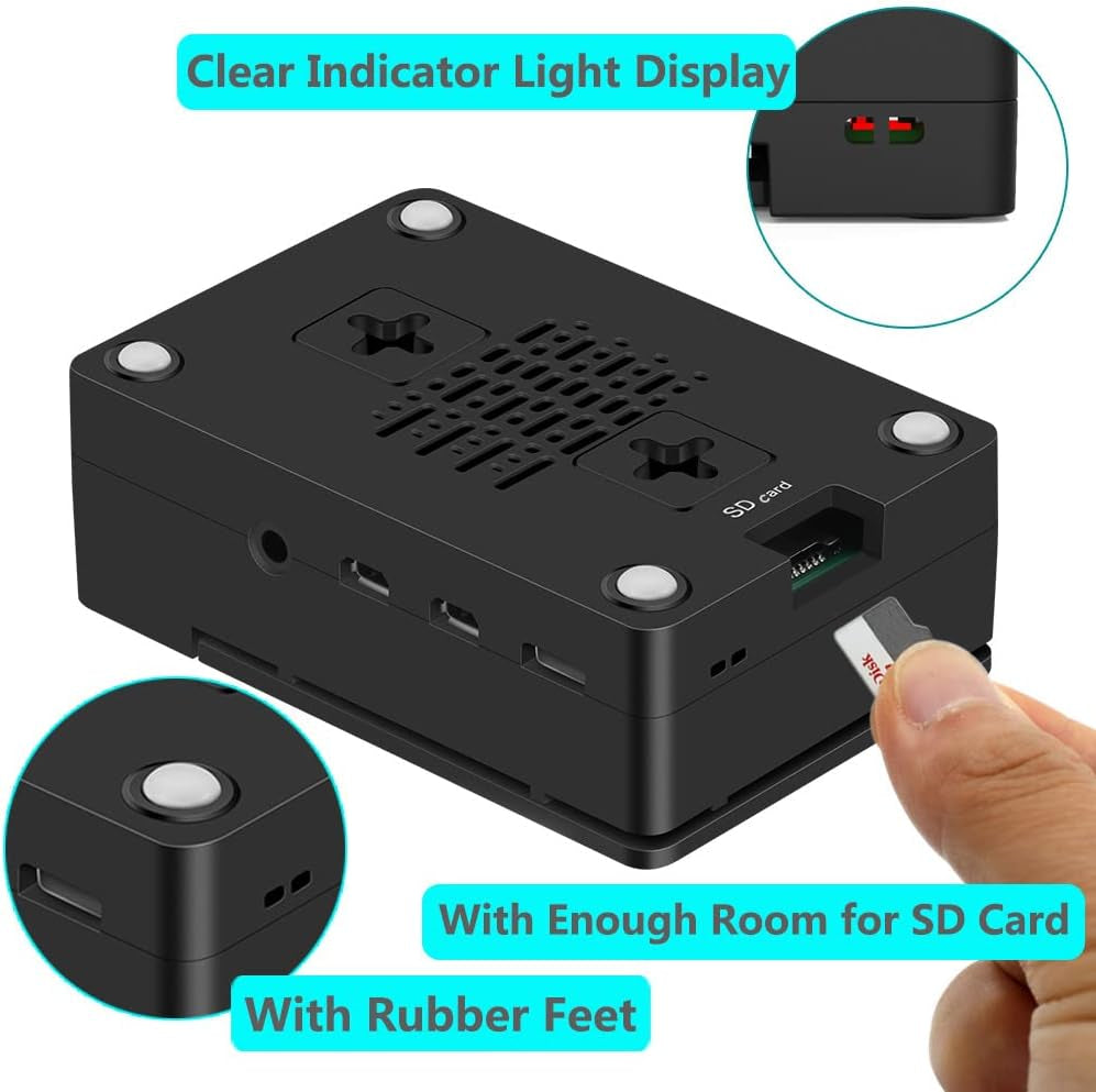 Case for Raspberry Pi 4, ABS Pi 4 Case with Cooling Fan, Pi 4 Heatsink, Simple Removable Top Cover for Pi 4 Model B/ 4B