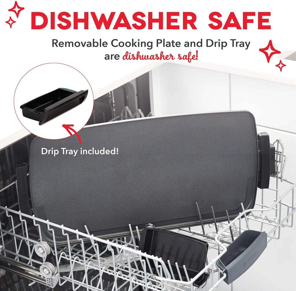 Deluxe Everyday Griddle - Electric Griddle with Removable Plate - Nonstick, Easy-Clean Surface & Anti-Slip Base - Recipe Book Included - Aqua