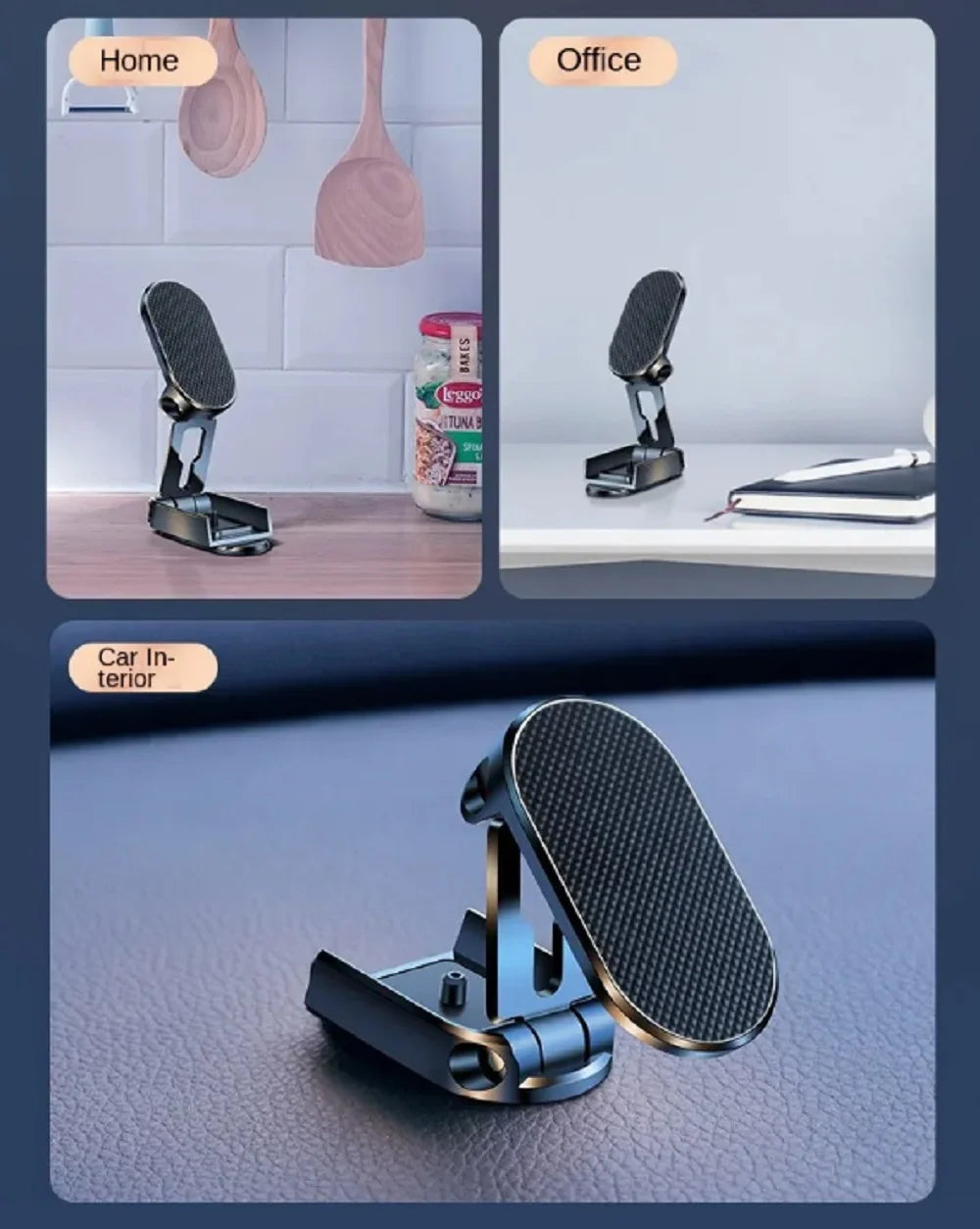 360 Magnetic Car One Touch Cell Phone Dash Mount Stand Phone Holder - Phone Holder for Car/Home/Office - Compatible Any Phones