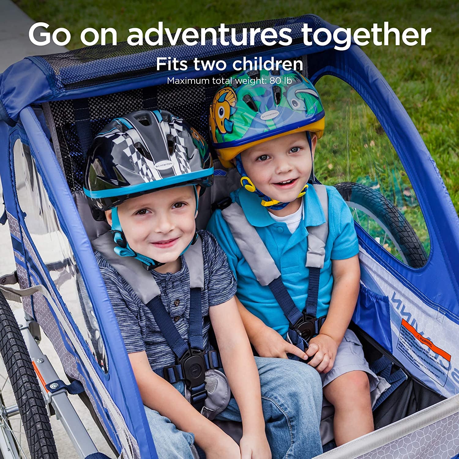 Trailblazer Plus, Trailblazer, Joyrider or Echo Kids Bike Trailer, Single or Double Seat, Universal Coupler, Folding Frame, Quick-Release Wheels, Canopy,  Bike Trailer for Kids