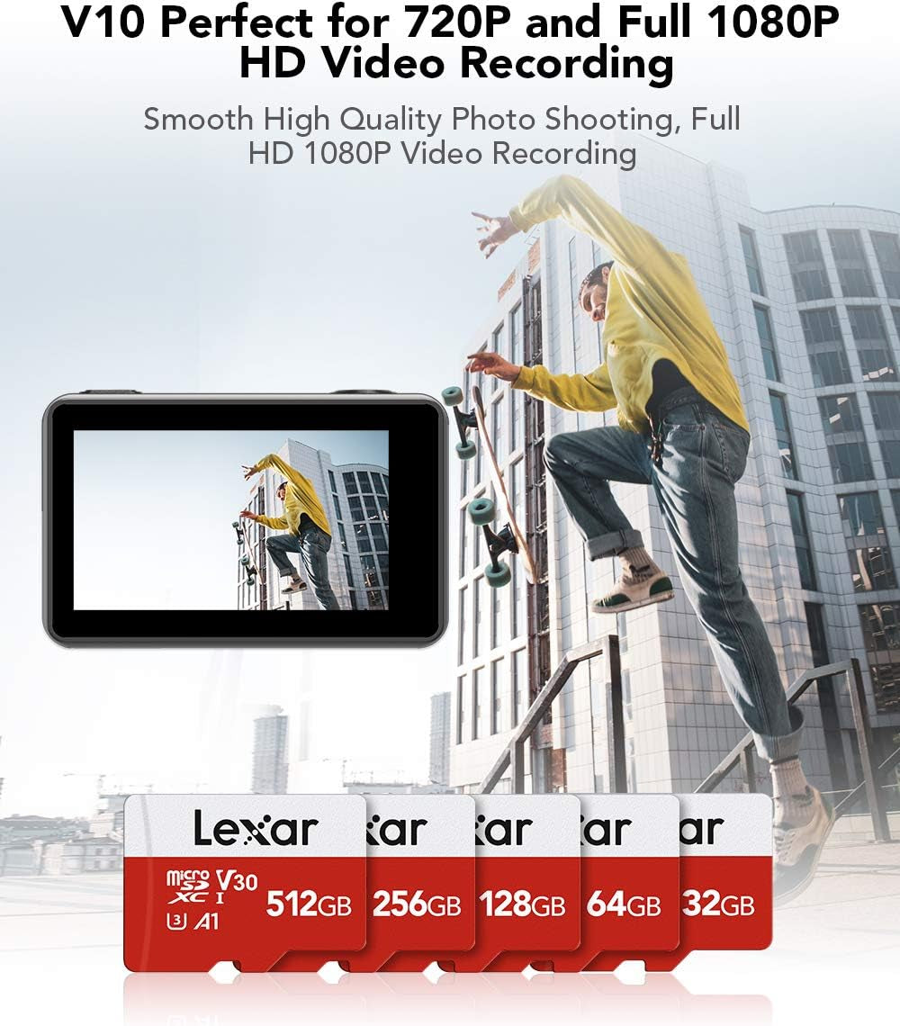 32GB Micro SD Card, Microsdhc UHS-I Flash Memory Card with Adapter - up to 100Mb/S, U1, Class10, V10, A1, High Speed TF Card